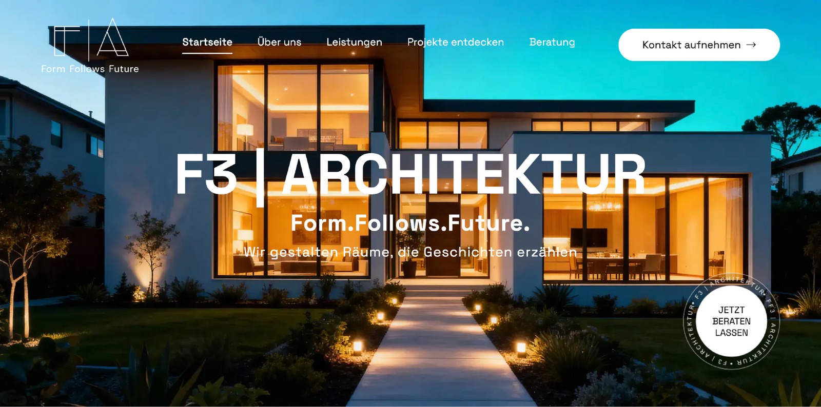 Website-Referenz F3 ARCHITEKTUR – Architekturbüro-Homepage, umgesetzt von der Agentur Emilian