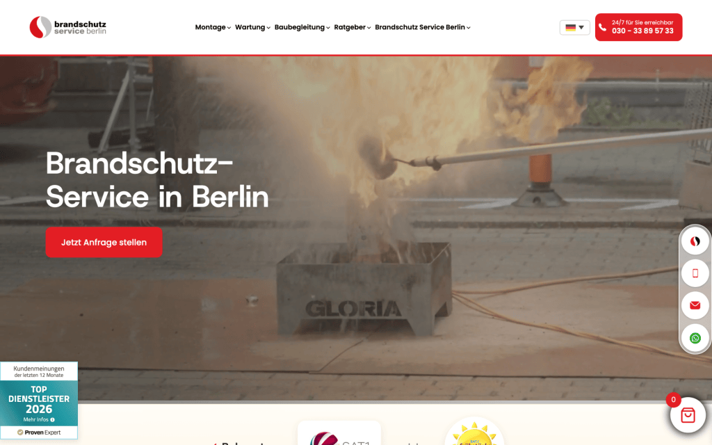 Website von Brandschutz Service Berlin