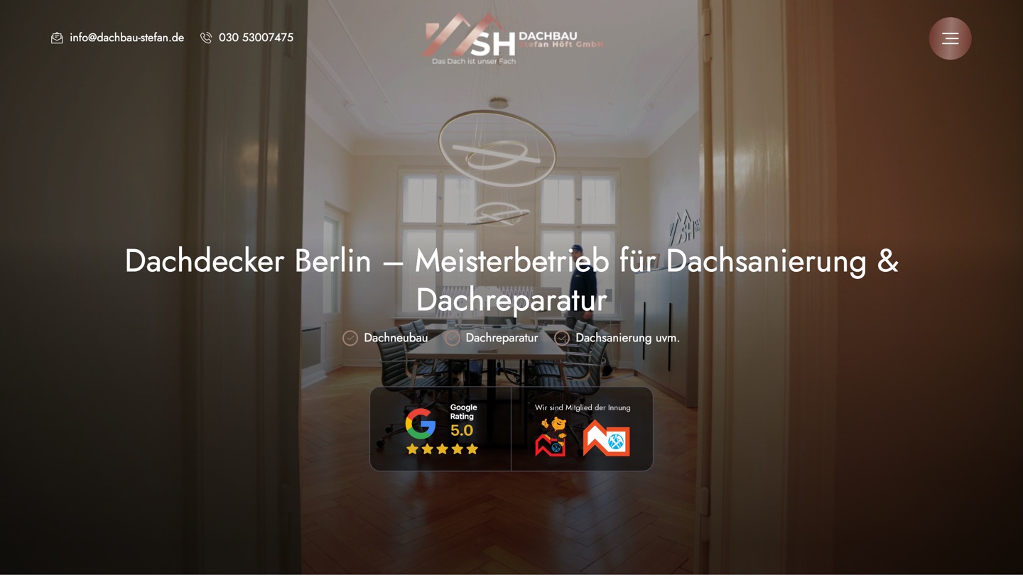 Website Dachbau Stefan Höft – Webdesign-Referenz der Agentur Emilian