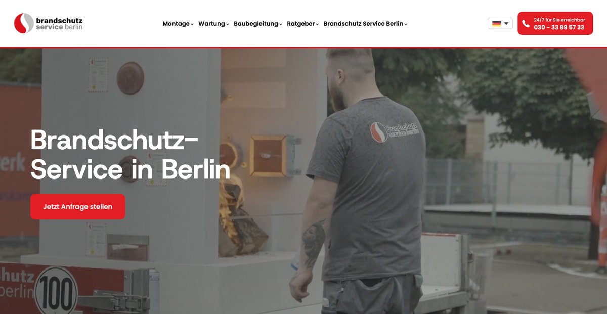 Screenshot: Die Startseite von Brandschutz Service Berlin