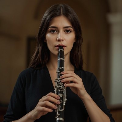 Klarinettistin spielt Klarinette