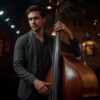 Jazz-Kontrabassist im Club