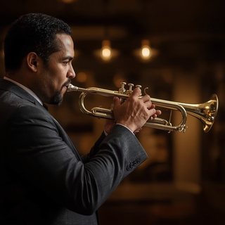 Jazz-Trompeter spielt Trompete