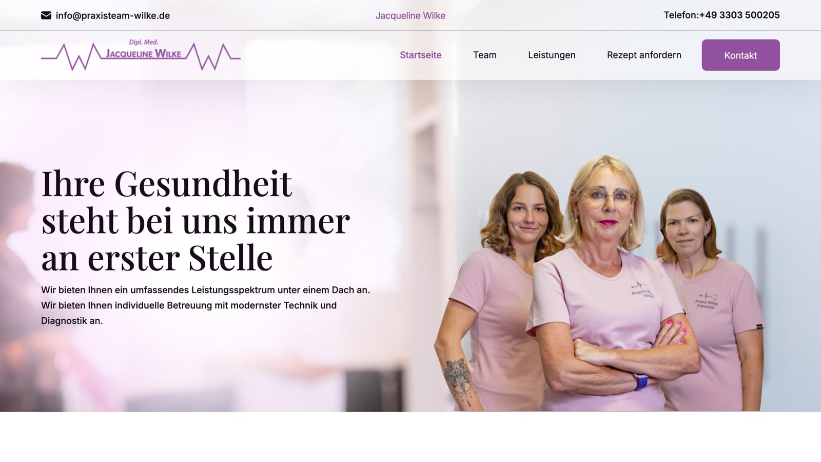Website Hausarztpraxis Jacqueline Wilke – Webdesign-Referenz der Agentur Emilian
